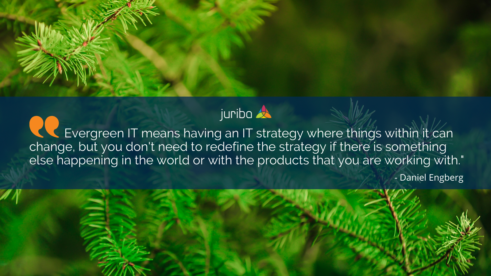 Evergreen IT means having an IT strategy where things within it can change, but you dont need to redefine the strategy if there is something else happening in the world or with the products that you are working wi
