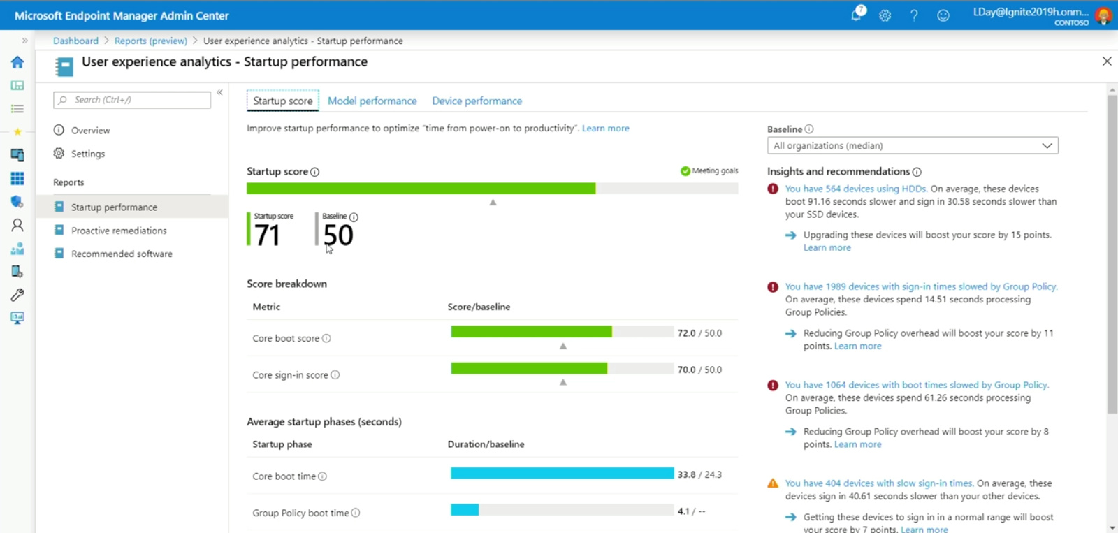 MicrosoftEndpointManagerScreenshotExperienceScore